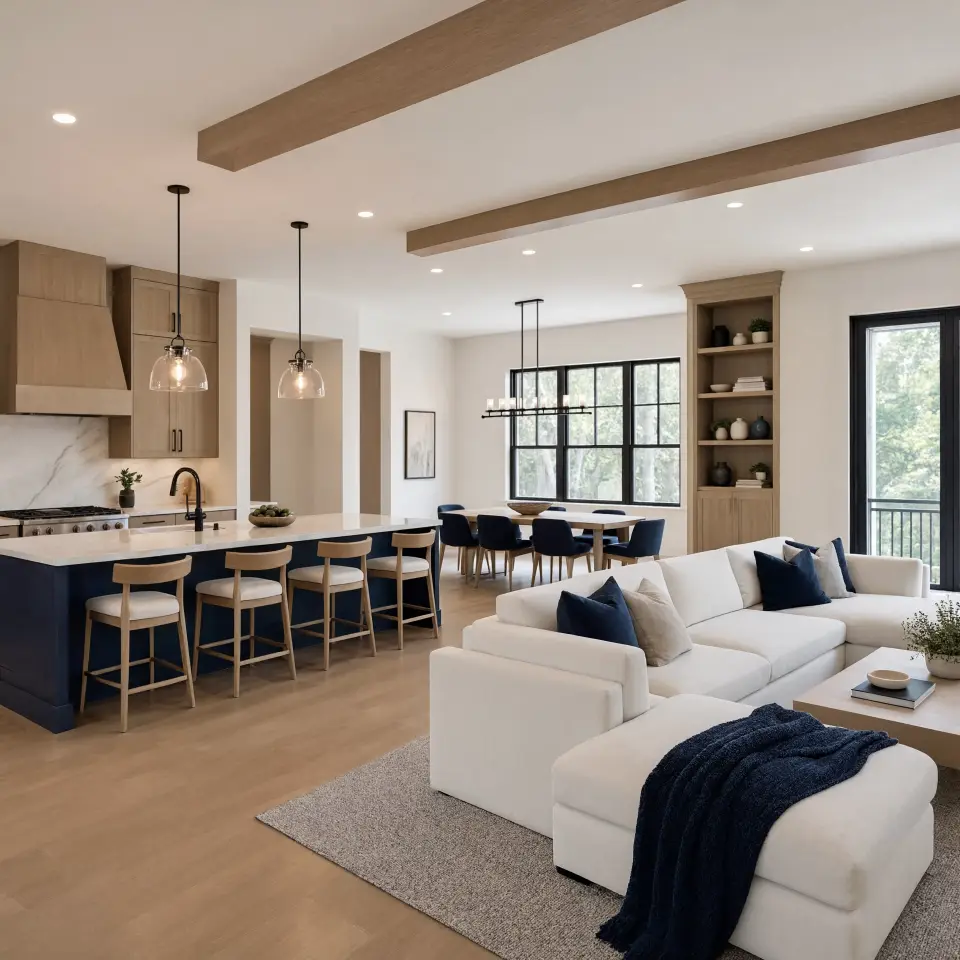 Full-home remodel kitchen and open plan