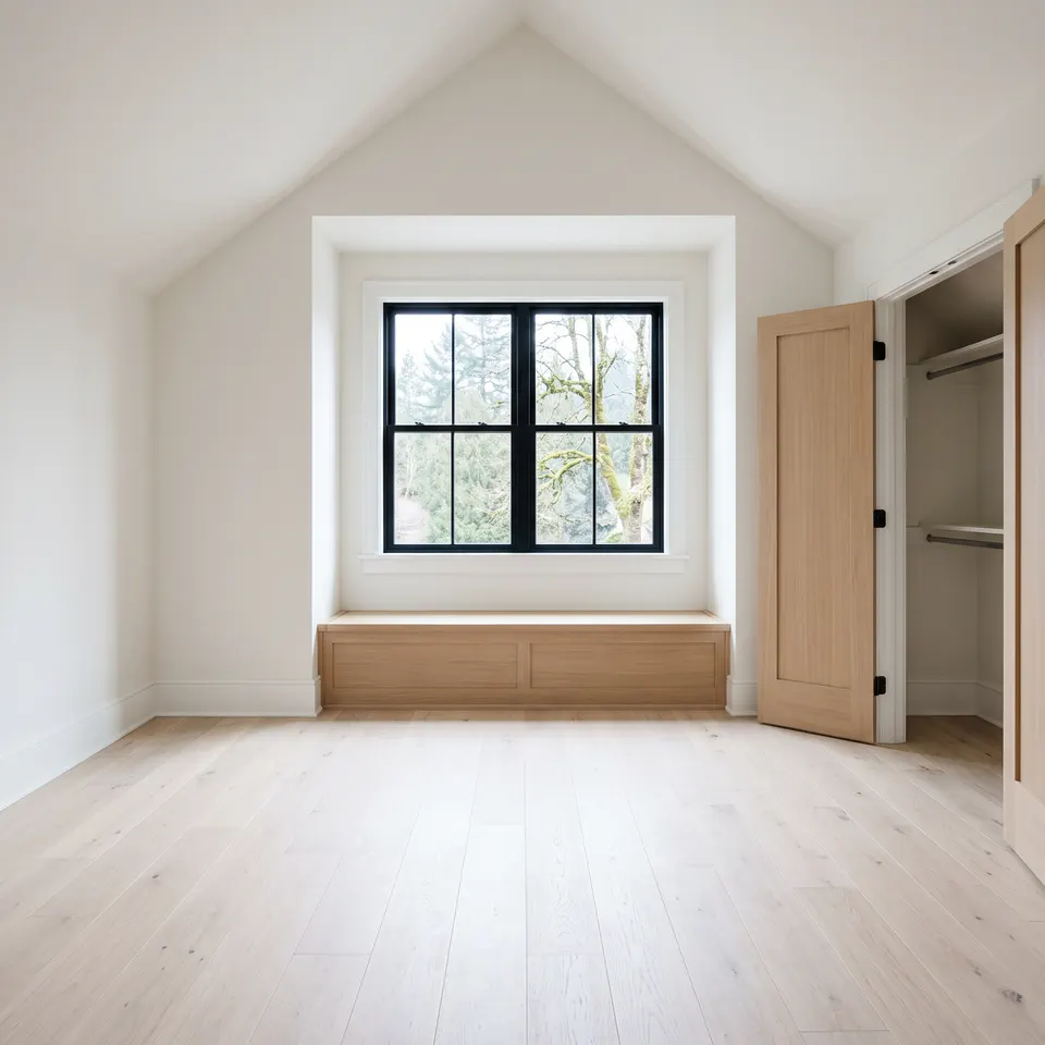 An emptied upstairs bonus room reclaimed as open usable space