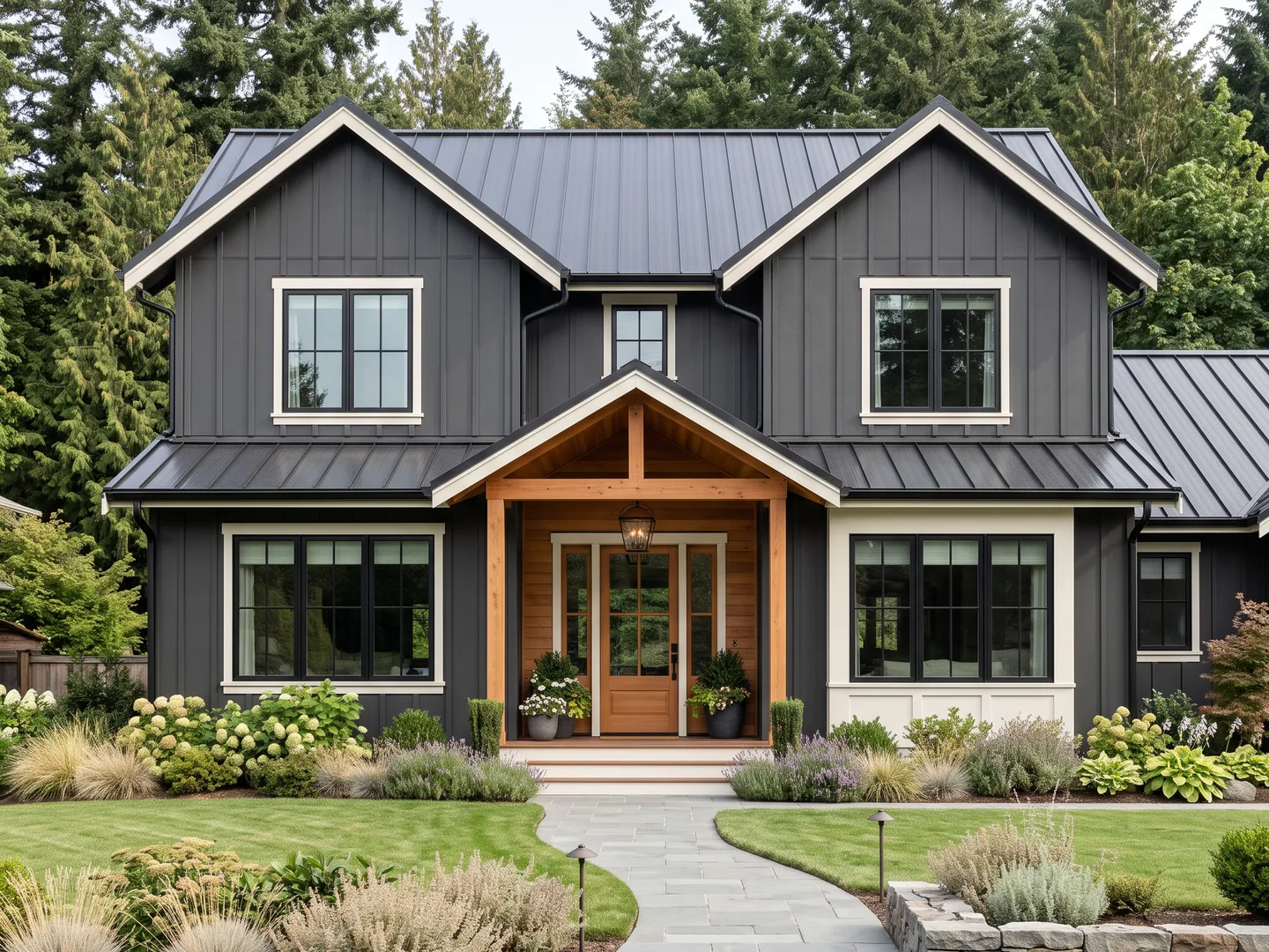 A Whatcom County home of the kind INEX maintains and renovates, seen across its front garden